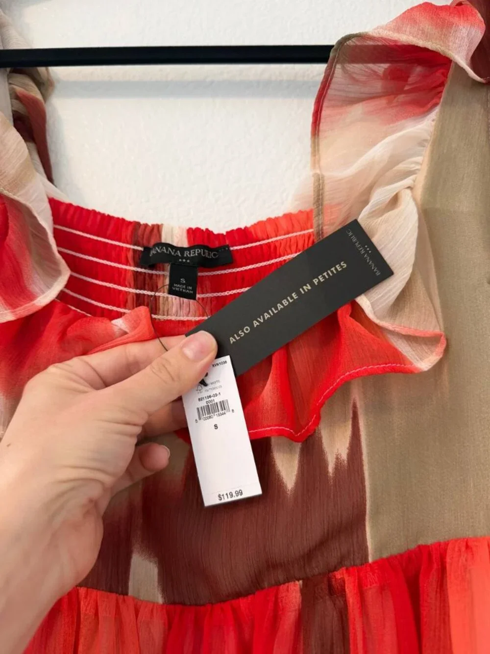 NWT  Banana Republic Petite Watercolor Ruffle Chiffon Midi Dress Size SP